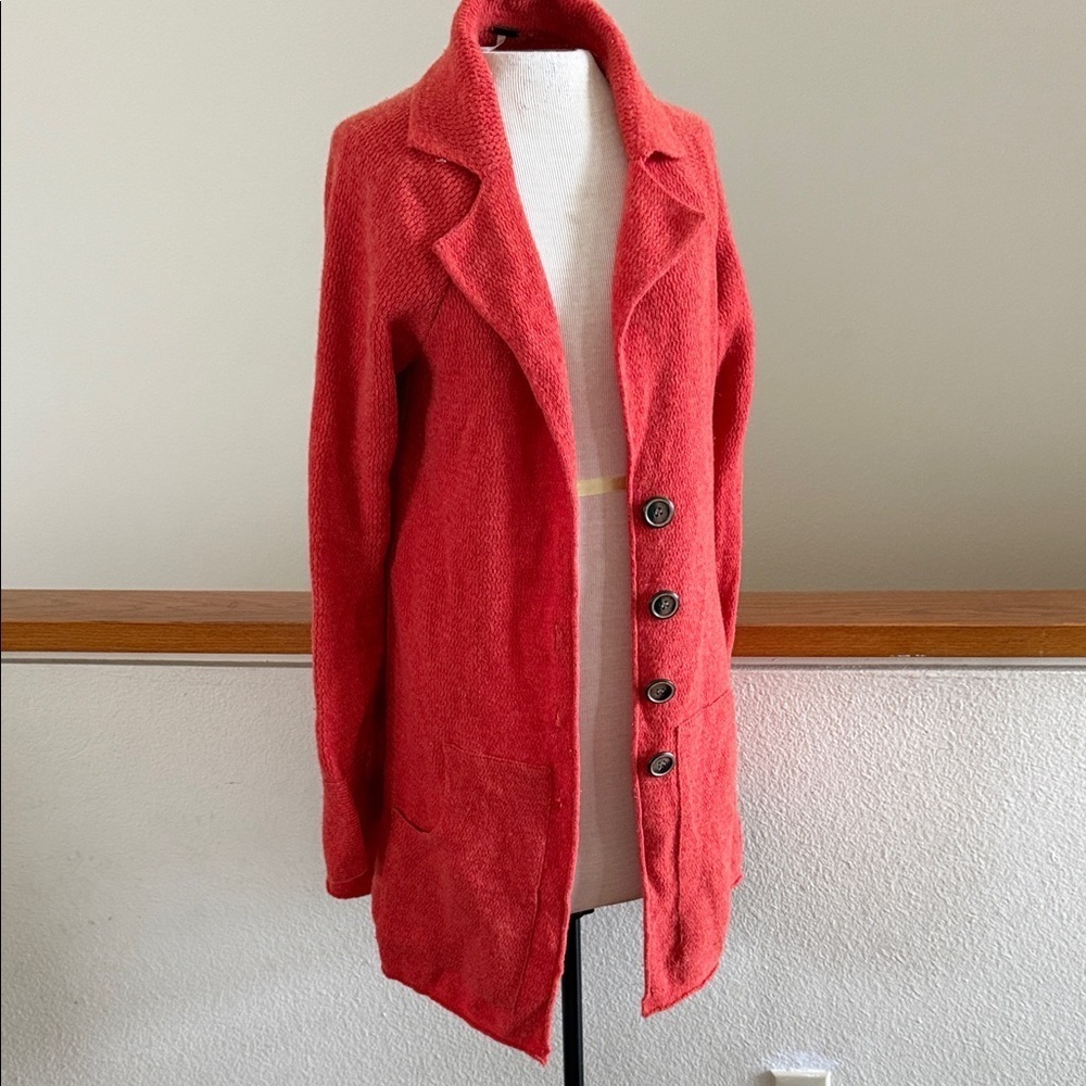 Free people orange wool cardigan jacket coat oversized knit trench